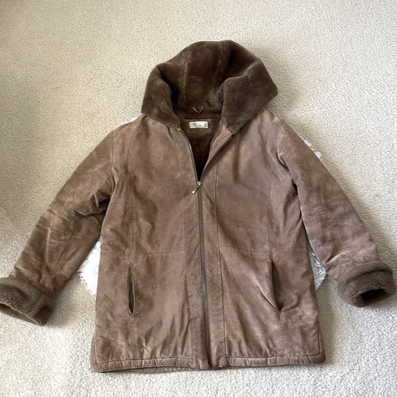 St. John’s Bay Suede And Faux Fur lined hooded jacket - Picture 7 of 12